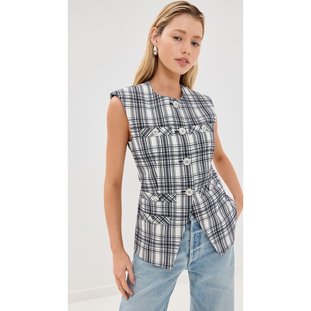 Veronica Beard Vest Plaid Tamara